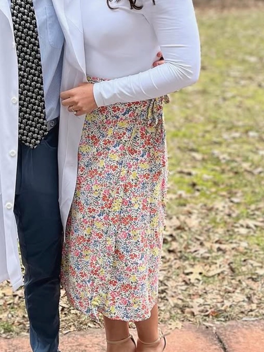 LOFT Floral Wrap Midi Skirt